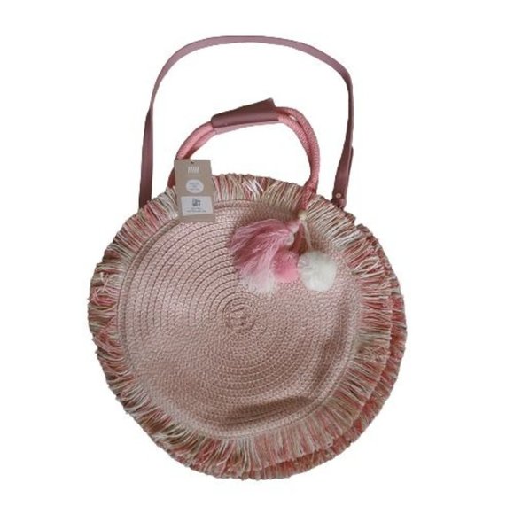 Most Wanted Design By Carlos Souza Women's Circle Straw Bag, Pink NWT - Picture 3 of 13